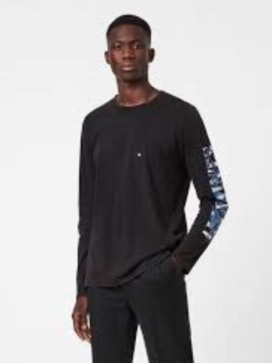 Allsaints Other - Allsaints Draco Crew Graphic Faded Edgy Grunge Long Sleeve T Black Medium